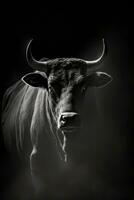 taureau vache studio silhouette photo noir blanc ancien rétro-éclairé portrait mouvement contour tatouage