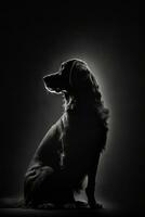 chien chiot chien studio silhouette photo noir blanc ancien rétro-éclairé mouvement contour tatouage