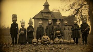 les enfants des gamins Halloween effrayant ancien la photographie masques 19e siècle horreur costumes fête photo