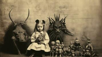 les enfants des gamins Halloween effrayant ancien la photographie masques 19e siècle horreur costumes fête photo