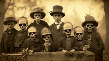 les enfants des gamins Halloween effrayant ancien la photographie masques 19e siècle horreur costumes fête photo