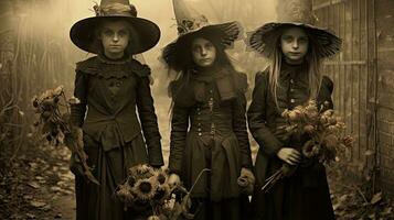 les enfants des gamins Halloween effrayant ancien la photographie masques 19e siècle horreur costumes fête photo