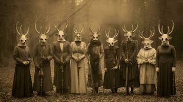 les enfants des gamins Halloween effrayant ancien la photographie masques 19e siècle horreur costumes fête photo