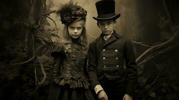 les enfants des gamins Halloween effrayant ancien la photographie masques 19e siècle horreur costumes fête photo