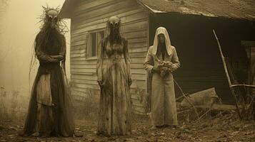 les enfants des gamins Halloween effrayant ancien la photographie masques 19e siècle horreur costumes fête photo