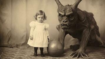 les enfants des gamins Halloween effrayant ancien la photographie masques 19e siècle horreur costumes fête photo