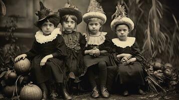 les enfants des gamins Halloween effrayant ancien la photographie masques 19e siècle horreur costumes fête photo