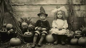 les enfants des gamins Halloween effrayant ancien la photographie masques 19e siècle horreur costumes fête photo