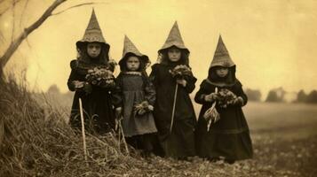 les enfants des gamins Halloween effrayant ancien la photographie masques 19e siècle horreur costumes fête photo