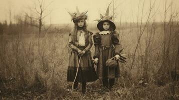 les enfants des gamins Halloween effrayant ancien la photographie masques 19e siècle horreur costumes fête photo