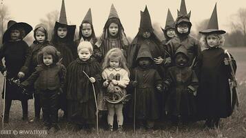 les enfants des gamins Halloween effrayant ancien la photographie masques 19e siècle horreur costumes fête photo