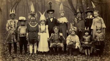 les enfants des gamins Halloween effrayant ancien la photographie masques 19e siècle horreur costumes fête photo