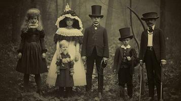 les enfants des gamins Halloween effrayant ancien la photographie masques 19e siècle horreur costumes fête photo