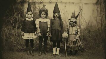 les enfants des gamins Halloween effrayant ancien la photographie masques 19e siècle horreur costumes fête photo