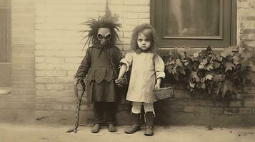 les enfants des gamins Halloween effrayant ancien la photographie masques 19e siècle horreur costumes fête photo