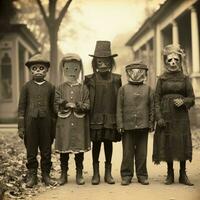 les enfants des gamins Halloween effrayant ancien la photographie masques 19e siècle horreur costumes fête photo