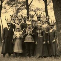 les enfants des gamins Halloween effrayant ancien la photographie masques 19e siècle horreur costumes fête photo