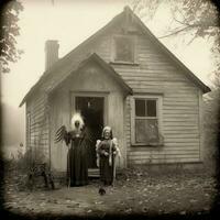 les enfants des gamins Halloween effrayant ancien la photographie masques 19e siècle horreur costumes fête photo