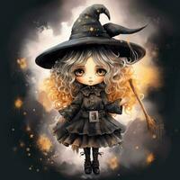 femelle femme fille chapeau citrouille Halloween illustration ouvrages d'art horreur isolé tatouage fantaisie dessin animé photo