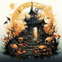 Château vampire maison château Halloween illustration ouvrages d'art effrayant horreur tatouage terrifiant fantaisie photo