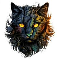 noir chat minou portrait Halloween illustration effrayant horreur conception tatouage isolé autocollant fantaisie photo