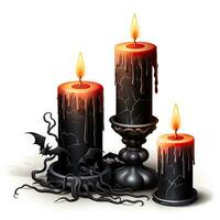 bougies crâne Feu Halloween illustration effrayant horreur conception tatouage vecteur isolé autocollant fantaisie photo