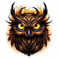 hibou portrait Halloween illustration effrayant horreur conception tatouage vecteur isolé autocollant fantaisie photo