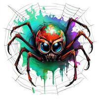 araignée la toile poison Halloween illustration effrayant horreur conception tatouage vecteur isolé autocollant fantaisie photo