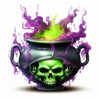 chaudron pot poison Halloween illustration effrayant horreur conception tatouage vecteur isolé fantaisie photo