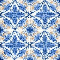 rétro ancien fleuri ornement tuile vitré Portugais mosaïque modèle floral bleu carré art photo