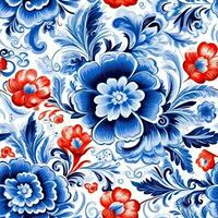 rétro ancien fleuri ornement tuile vitré Portugais mosaïque modèle floral bleu carré art photo