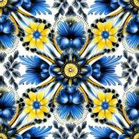 rétro ancien fleuri ornement tuile vitré slave russe mosaïque modèle floral bleu carré art photo