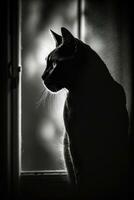 minou chat silhouette contour noir blanc rétro-éclairé mouvement tatouage professionnel la photographie photo