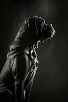 canne corso chien silhouette contour noir blanc rétro-éclairé mouvement contour tatouage professionnel la photographie photo