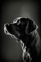 Labrador chien silhouette contour noir blanc rétro-éclairé mouvement contour tatouage professionnel la photographie photo
