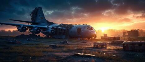 gros guerre avion militaire Publier apocalypse paysage guerre Jeu fond d'écran photo art illustration rouille