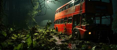 rouge autobus double decker Londres Publier apocalypse paysage Jeu fond d'écran photo art illustration rouille