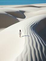 femme plage le sable paradis océan mer retour drone Haut vue vagues silence sérénité Zen tranquillité photo