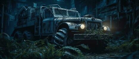 jeep un camion militaire voiture Publier apocalypse paysage Jeu fond d'écran photo art illustration rouille