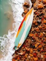 femme plage le sable paradis océan mer retour drone Haut vue vagues silence sérénité Zen tranquillité photo