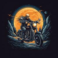 Harley bicyclette cavalier T-shirt conception maquette imprimable couverture tatouage isolé vecteur illustration ouvrages d'art photo