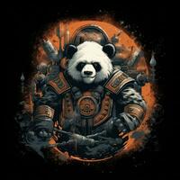 Panda guerrier marteau de guerre T-shirt conception maquette imprimable couverture tatouage isolé vecteur illustration photo
