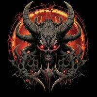 décès mal Satan T-shirt conception maquette imprimable couverture tatouage isolé vecteur illustration ouvrages d'art photo