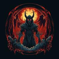 décès mal Satan T-shirt conception maquette imprimable couverture tatouage isolé vecteur illustration ouvrages d'art photo