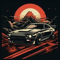 jdm rtm Japon voiture hakosuka T-shirt conception maquette couverture tatouage isolé vecteur illustration ouvrages d'art photo