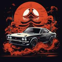 jdm rtm Japon voiture hakosuka T-shirt conception maquette couverture tatouage isolé vecteur illustration ouvrages d'art photo