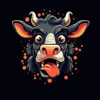 fou vache crier T-shirt conception maquette imprimable couverture tatouage isolé vecteur illustration ouvrages d'art photo