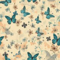 papillons sans couture modèle floral scrapbooking feuille conception pastel impression La peinture aquarelle photo