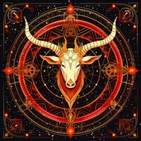Capricorne mystique cosmos boussole planète tarot carte constellation la navigation zodiaque illustration photo