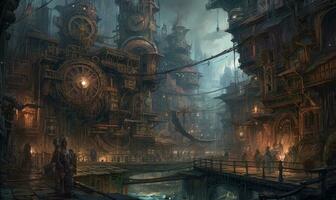fantômepunk paysage ville mystique affiche extraterrestre steampunk fond d'écran fantastique film photo